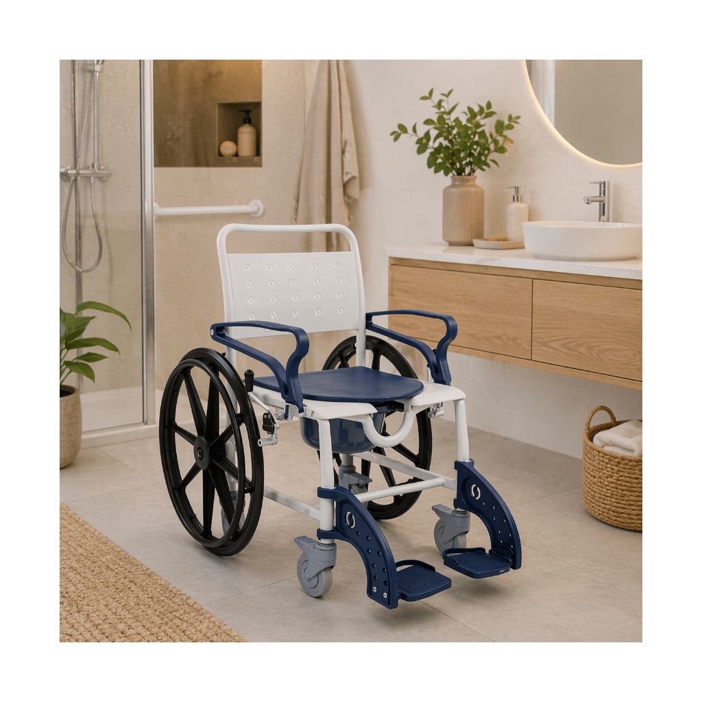 SANI TIM | 4 i 1 | Rullstol - , transportstol - , toalettstol - och duschstol