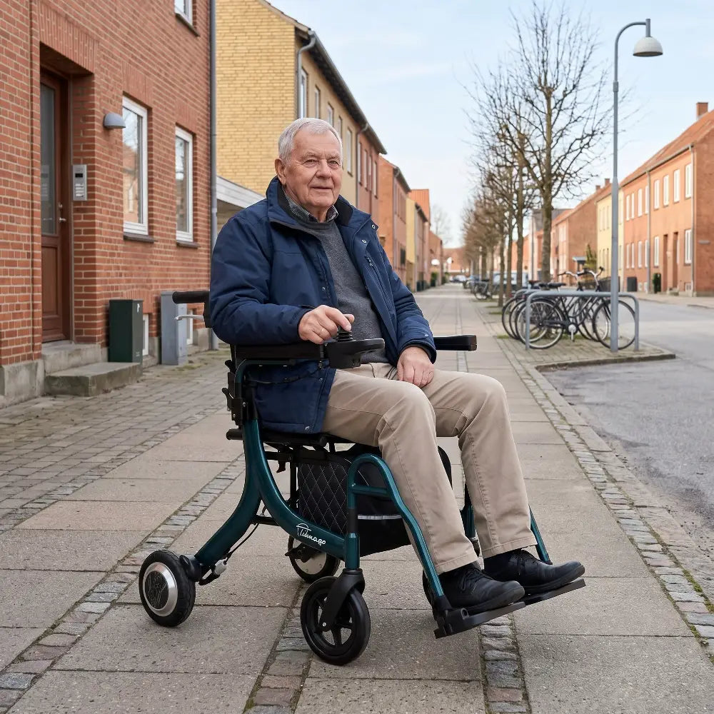 Använd modern Zorro elrullstol i stadsmiljö